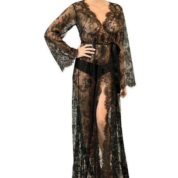 Black Boho Beach Dress Bikini Cover-up/Sarong swim cover up Resort Robe - Picture 5 of 8